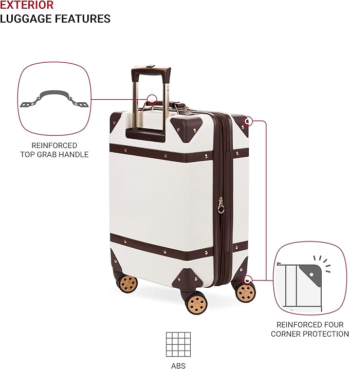 SwissGear 7739 Hardside Luggage Trunk with Spinner Wheels, White, Carry-On 19-Inch