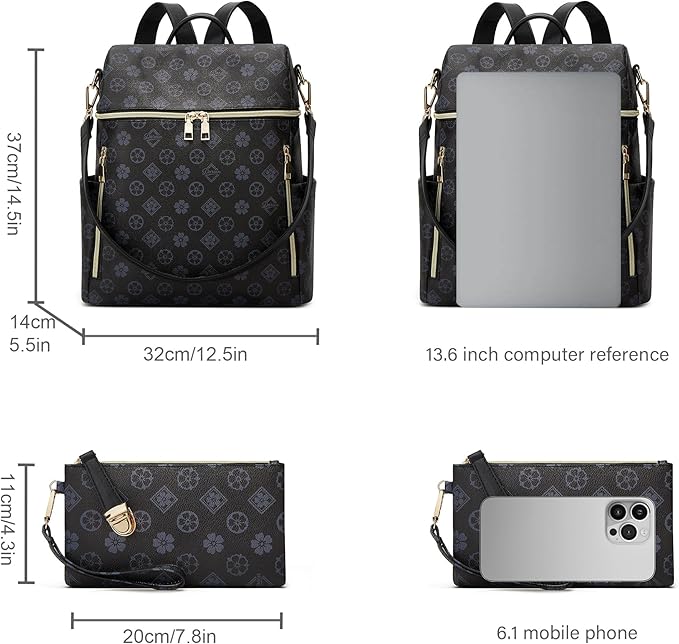 Makes Backpack Purse for Women PU Leather Travel Satchel Handbag Convertible Design Bag with Purse