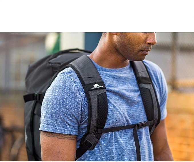 High Sierra Fairlead Convertible Duffel Bag, Lightweight and Durable Weekender Duffel, easily converts into backpack, 64L Capacity, Steel Gray/Mercury/Blue