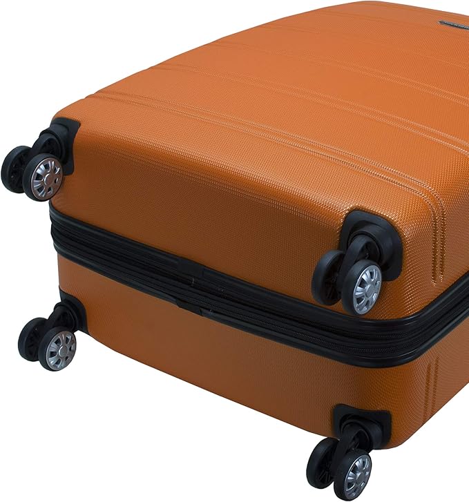 Rockland Melbourne Hardside Expandable Spinner Wheel Luggage, Orange, 2 Piece (20"/28")