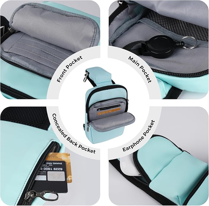 VADOO Sling Bag, Crossbody Bag with Zipper Lock, RFID Blocking & Water Resistant for Men and Women
