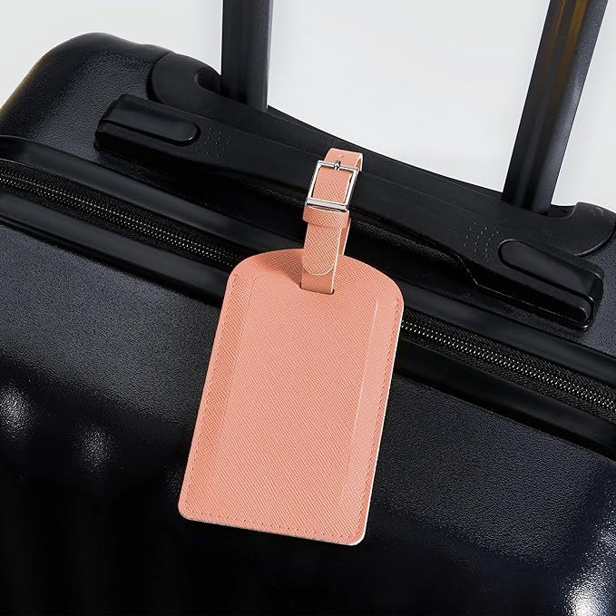 3 Pack Luggage Tags for Suitcases, TSA Approved Bag Tags, Baggage Tags with Privacy Protection, Travel Essentials Luggage Accessories, Rose Gold