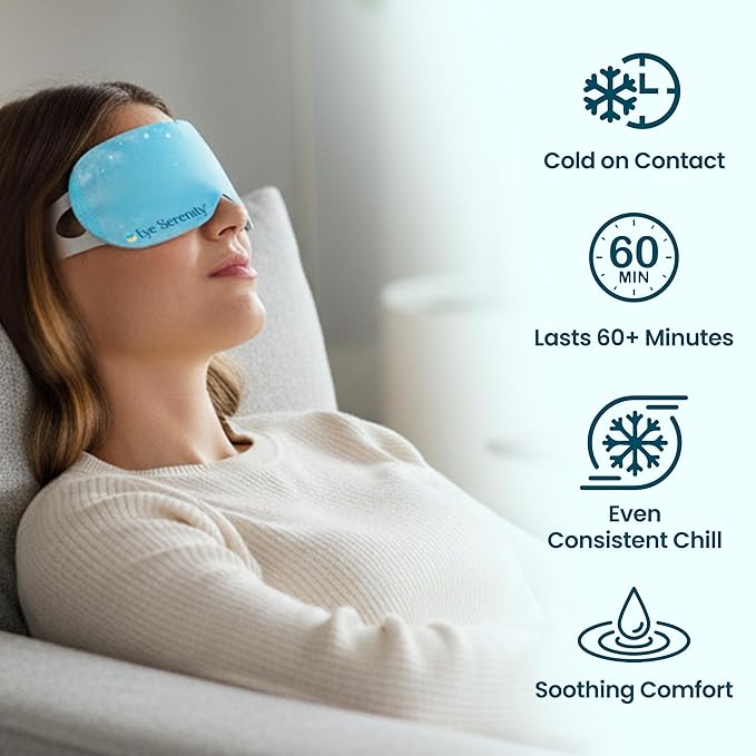 CHILL Self Cooling Eye Mask for Puffy Under-Eyes, Dark Circles, Hyaluronic Acid Long-Lasting Disposable Cold Eye Compress, Easter Basket Stuffers, Spa Relaxation and Self-care Gifts for Women & Men