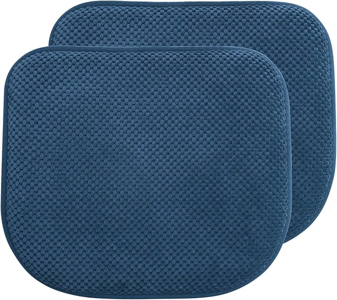 Blue Foam Seat Cushions Kitchen Chairs Pads for Dining Chairs 2 Pack Non Slip Patio Seat Cushions Washable U Shaped Soft Thick Large Metal Wooden Chair Cushions,17" x 15"