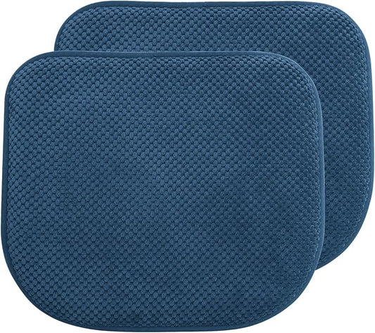 Blue Foam Seat Cushions Kitchen Chairs Pads for Dining Chairs 2 Pack Non Slip Patio Seat Cushions Washable U Shaped Soft Thick Large Metal Wooden Chair Cushions,17" x 15"