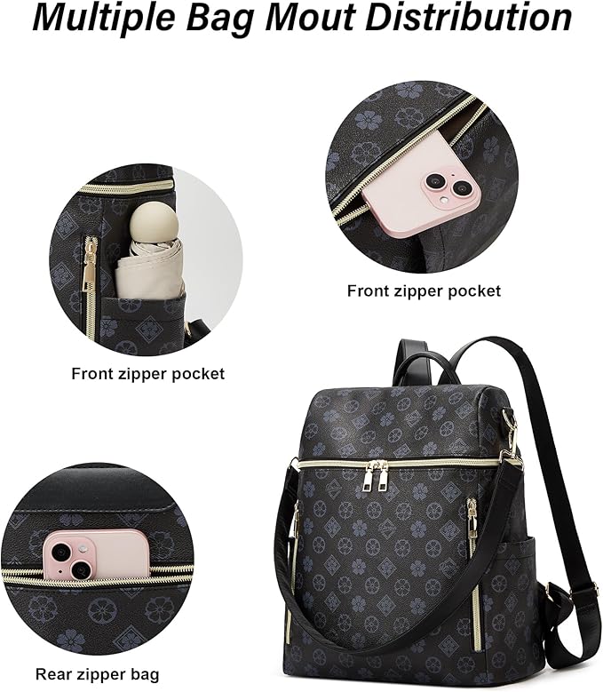 Makes Backpack Purse for Women PU Leather Travel Satchel Handbag Convertible Design Bag with Purse