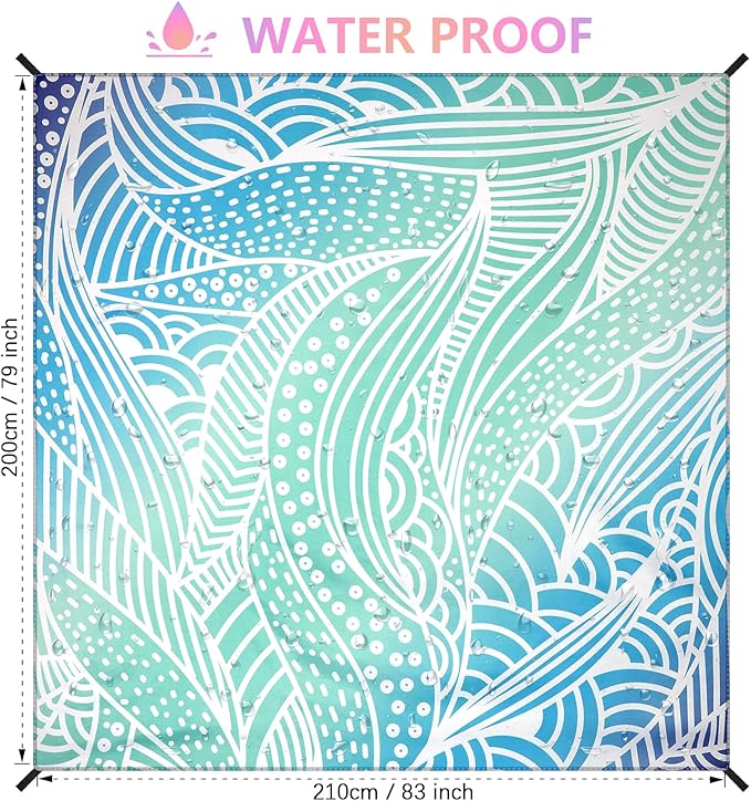 Beach Blanket Waterproof Sandproof Beach Mat for 1-8 Adults Quick Drying Durable Outdoor Picnic Mat for Beach Festival Travel Camping Hiking (Gradiant BL-Ripple, 79"×83"(4 Person))