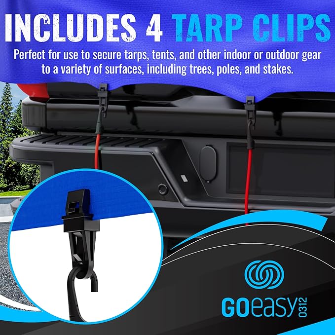 Bungee Cords Heavy Duty Outdoor - 30 PCS Bungee Cord with Hooks Assorted Sizes in Carry Bag, 10", 18", 24", 32", 40" Bungee Cords with Hooks & 8" Canopy, Bungee Balls, Tarp Clips