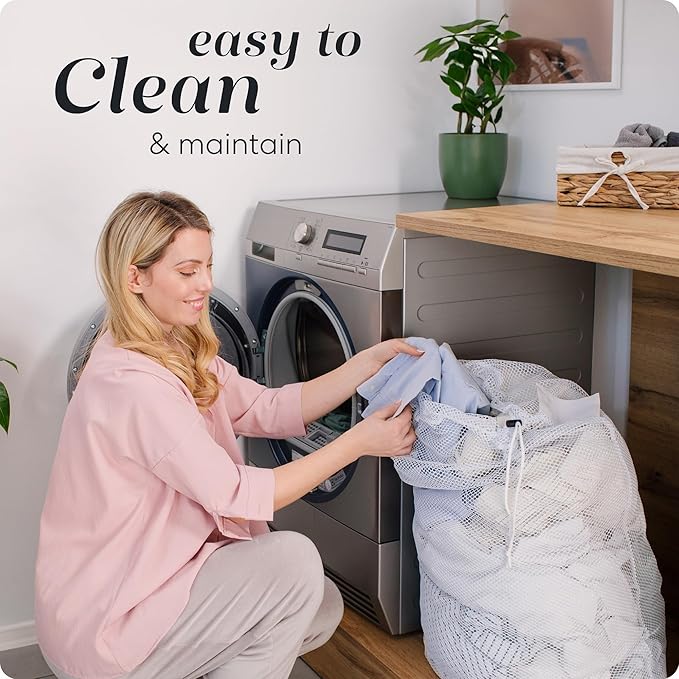 Handy Laundry Mesh Laundry Bags for Delicates, XL 24" x 36" – Heavy Duty, Machine Washable, Foldable Drawstring Bags for Dirty Clothes, Travel, College Dorms, Laundromats, Storage – 2 Pack, White