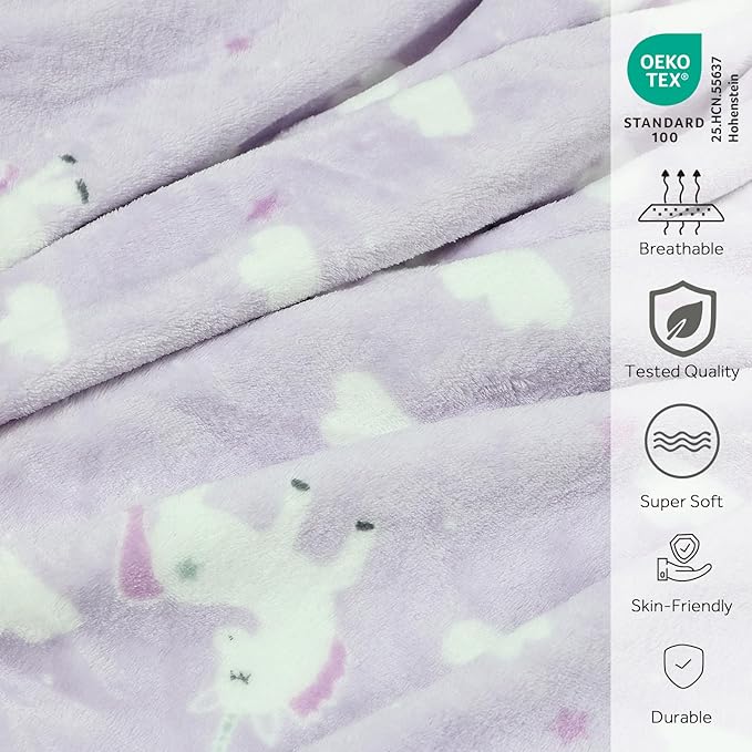 3-in-1 Kids Travel Pillow and Blanket Set, Snuggle Pillow with Hand Warmer, 40x60 inches Unicorn Blanket for Girls Compact, Perfect for Travel, Camping, Home and Office