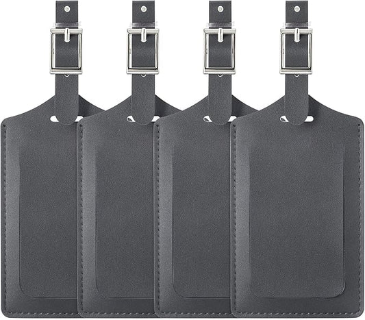 Travelambo Luggage Tags for Suitcases PU Leather Travel Tags Bag Tags Privacy Protection Travel Essentials