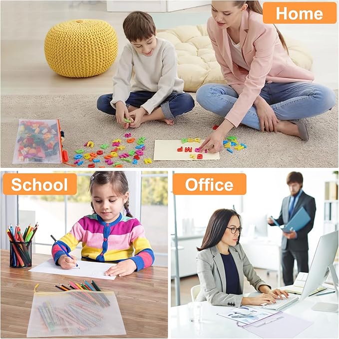 20PCS Mesh Zipper Pouch Bags,File Bags,Toy Storage Bags,Clear Organizer Bags,Suitable for Board Game,Home,School,and Office Organization(10A3+10A4)