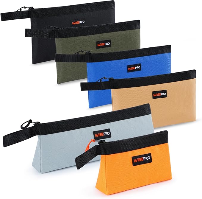 Zipper Tool Pouches, Multi-Purpose Utility Tool Bags Organizer for Small Hand Tools, Screws, Nails, Hardware, Pliers & Wrenches, Storage Pouch Set for Electricians, Plumbers, HVAC & Mechanics