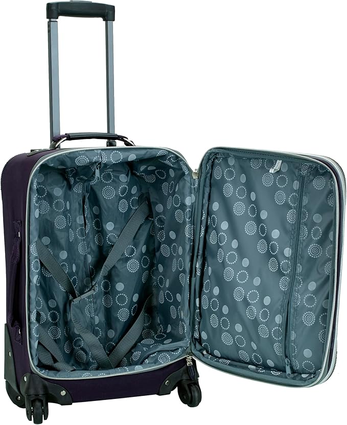 Rockland Pasadena Softside Spinner Wheel Luggage, Purple, Carry-On 20-Inch (F2281-PURPLE)