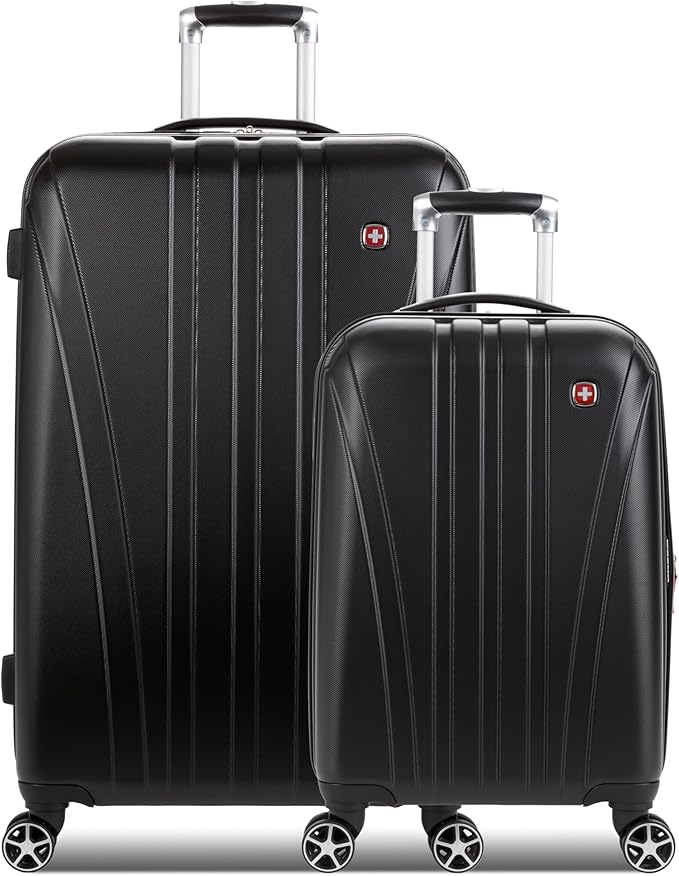 SwissGear 7585 Hardside Expandable Luggage with Spinner Wheels, Black, 2-Piece Set (19/27)