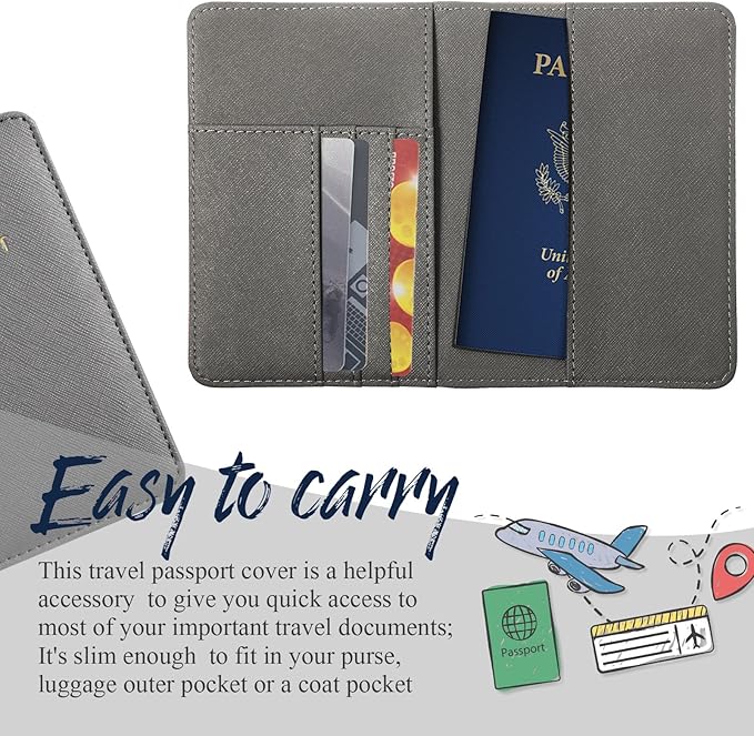 2 Pcs Passport Cover Holder for Travel Waterproof Leather Passport Wallet Case Book Travel Cruise Essentials for Women Men | 2 Pieces, Bridal, Holder, Waterproof, Holder Covers, Travel Wallet