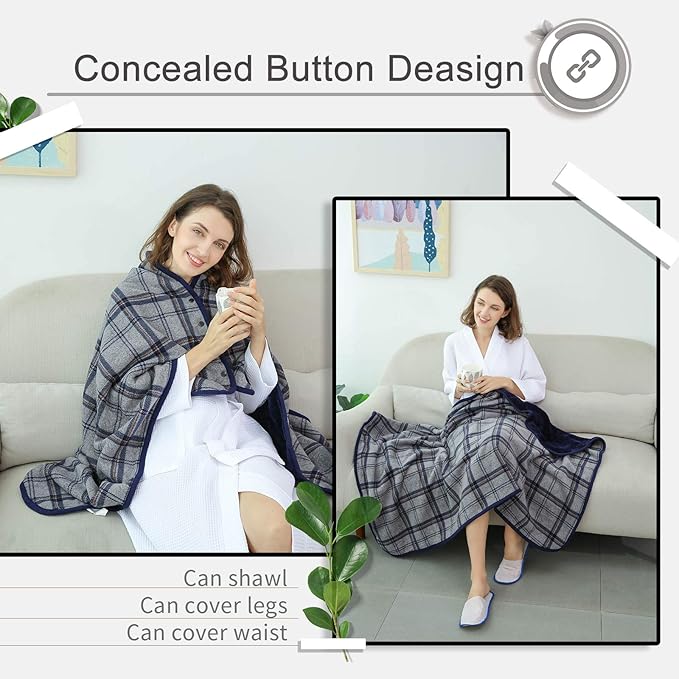XING YE CHUAN Fleece Wearable Blanket, Comfy Poncho Throw with Buttons, Plush Sleeveless Blankets, for Women Cape Wrap Cover…