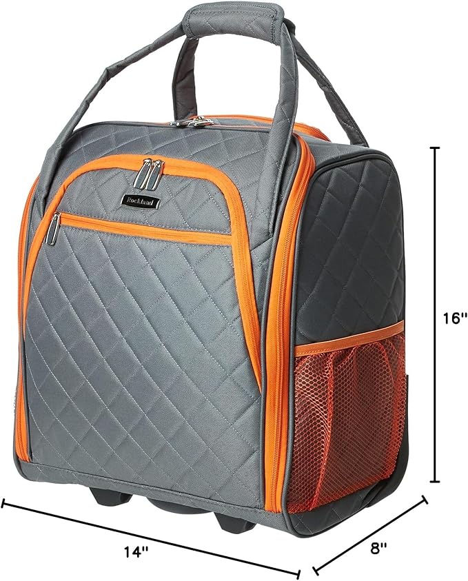 Rockland Melrose Upright Wheeled Underseater Carry-On Luggage, Charcoal