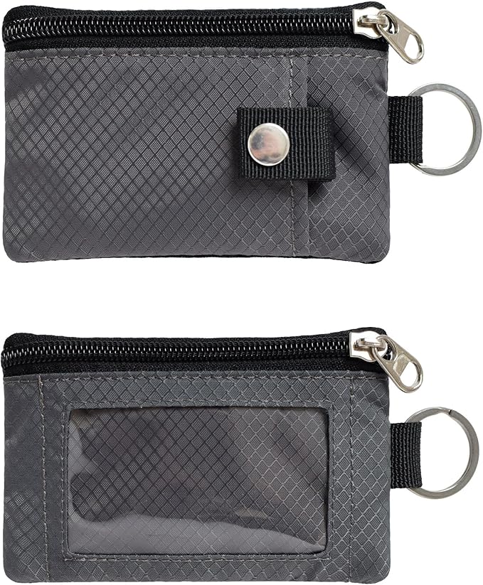 CHENSPRX Minimalist RFID Blocking Small Wallet with ID Window,WaterResistant Zip Id Case Wallet with Lanyard Keychain for Cards,Cash,Travel,Women,Men
