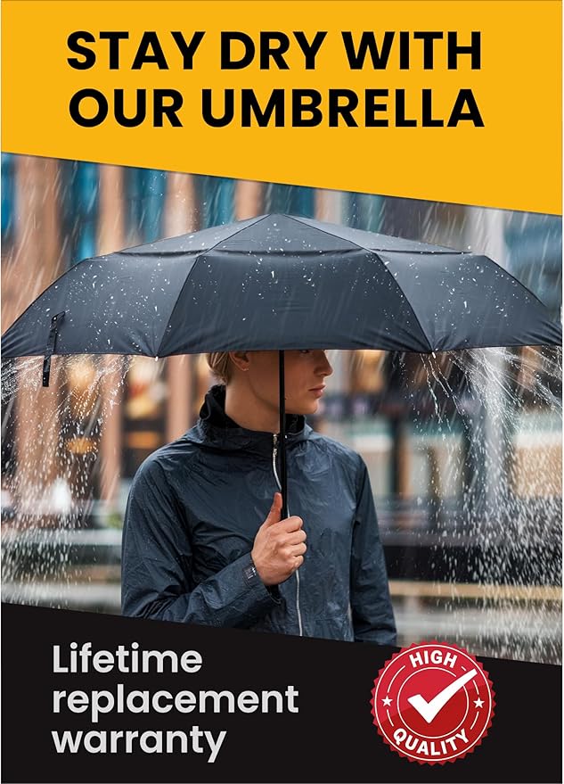 Raintrend Windproof Travel Umbrellas for Rain Automatic +10% Bigger Canopy Strong Frame Compact Folding Portable Umbrella for Women Men Backpack Purse