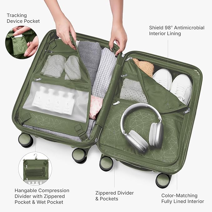 Traveler's Choice Edinburgh II Hardside Spinner Luggage, TSA Lock, Green, 21" Carry-on