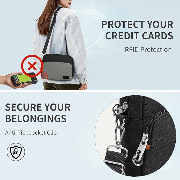 TOPEAST Anti-Theft Crossbody Travel Bag for Women Men, Lightweight Shoulder Bag Classic Design for Trip, Daily Use, Sport