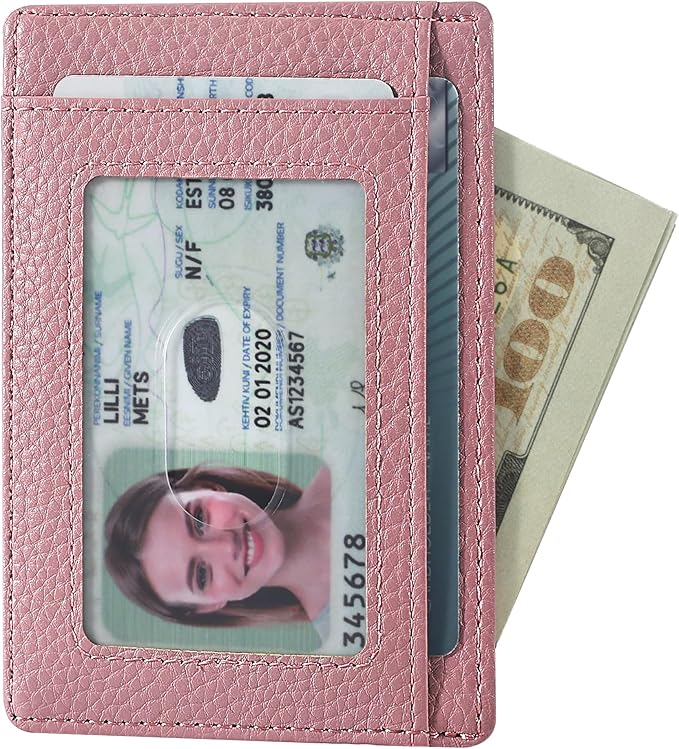 Travelambo Slim Wallet Front Pocket Minimalist Leather RFID Blocking Medium Size