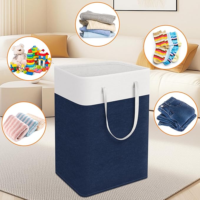 laundry basket 3-Pack, laundry hamper, Hamper with handles, collapsible laundry baskets, Waterproof dirty clothes hamper, Towel Storage for Home or Dorm, 75L-Blue