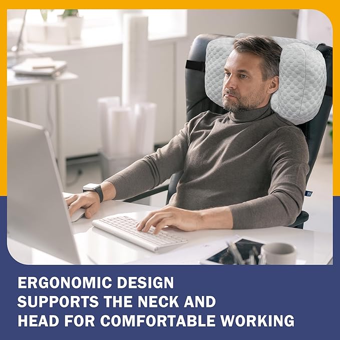 BALAPET Shredded Memory Foam Neck Pillow for Recliners, Ergonomic Headrest Cushion for Neck Pain Relief and Cervical Support, Suitable for Side Sleeping at Home and Office, Patent Pending(Gray)
