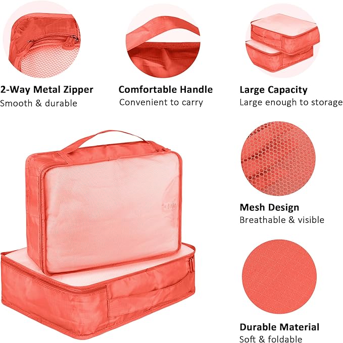 Packing Cubes Set, 2 Pcs Packing Organizers Set for Suitcases (Watermelon red)