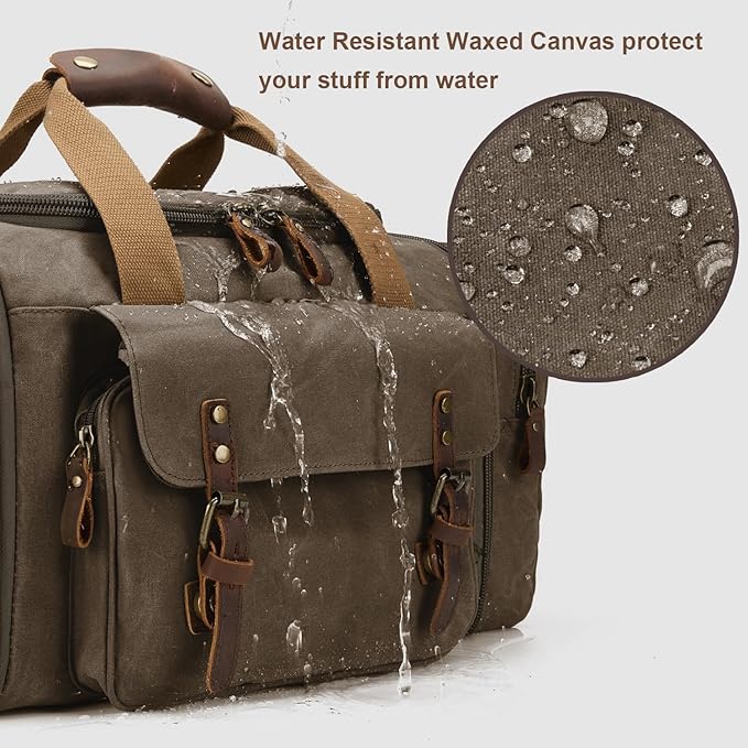 Waxed Canvas Duffel Bag 50L Waterproof Duffle Bag Travel Overnight Weekender Bag