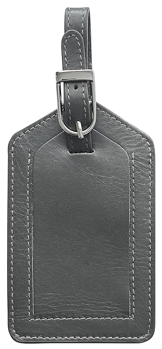 Grey Genuine Top Grain Leather Luggage Tag
