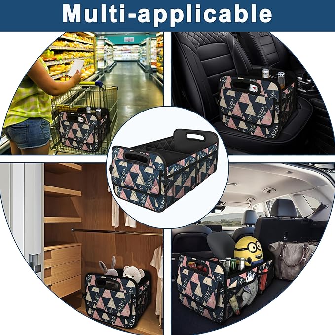 Deosk Trunk Organzier and Storage with 6 Big Pocket,Car Accessories for Women/Men 50L Waterproof Polyester for Car/SUV/Minivan/Truck(Medium, Triangle)