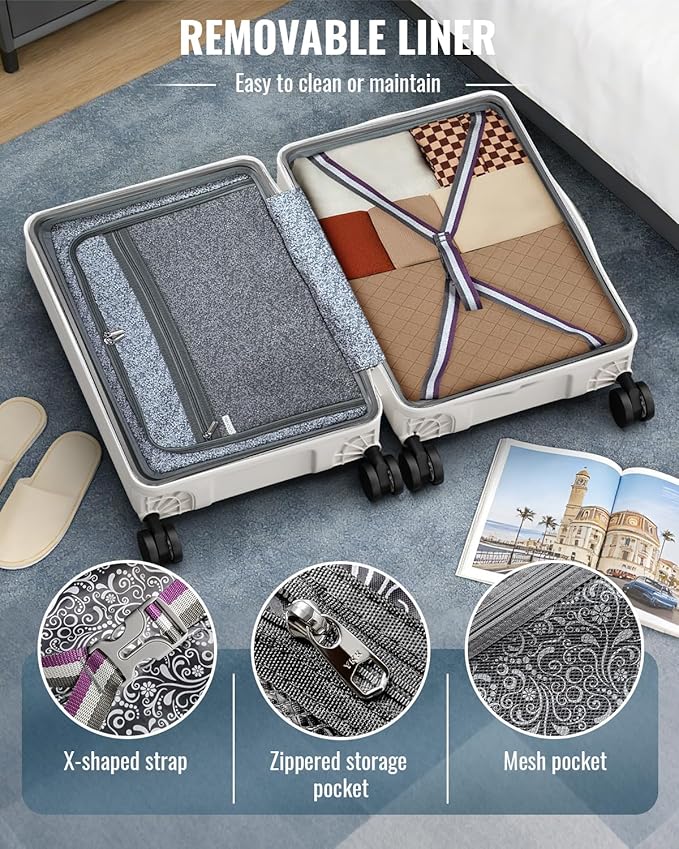 Joyway Luggage Sets 3 Piece with Spinner Wheels, Carry On Luggage 20In with ABS+PC Hardshell, Lightweight Suitcase Set with TSA Lock and Pressure-resistant Frame, 20/24/28 Inch, White