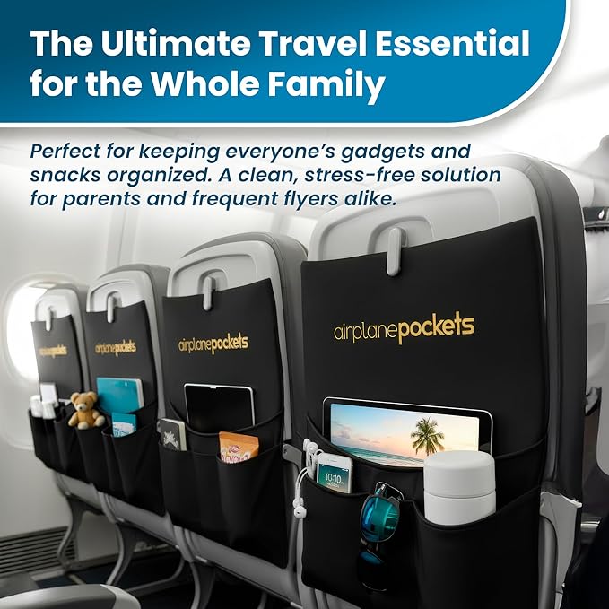 Airplane Pockets - Airplane Accessories - Plane Travel Essentials - Travel Organizer - Seat Storage Organizer - Air Travel Essentials - Seatback Organizer - International Travel Accessories Must Haves