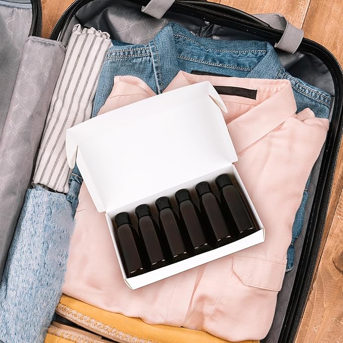 Travel Shampoo Bottles 6 Pack 3.4oz/100ml TSA Approved Squeezable Travel Size Bottles for Toiletries Leak-proof Shampoo and Conditioner Bottle Empty Plastic Squeeze Bottle Travel Essentials(Brown)