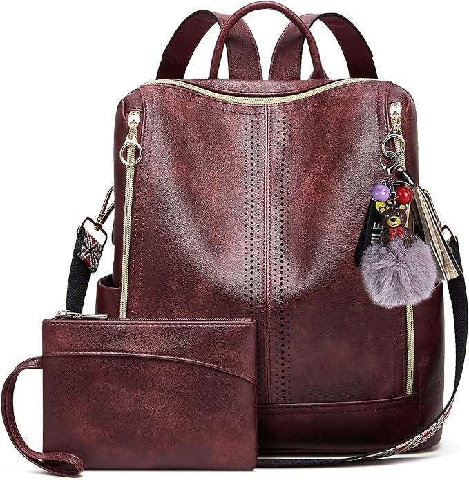 Makes Backpack Purse for Women PU Leather Travel Satchel Handbag Convertible Design Bag with Purse
