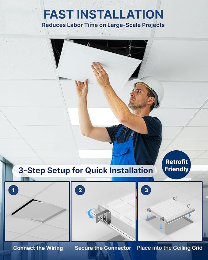 12 Pack 2x2 LED Flat Panel Light, Backlit T-Grid Drop Ceiling Light, 20/30/35W Selectable, 2200/3300/3850LM, 3500K/4000K/5000K 3CCT, 0-10V Dimmable, 120-277V, ETL DLC Listed, Damp Rated