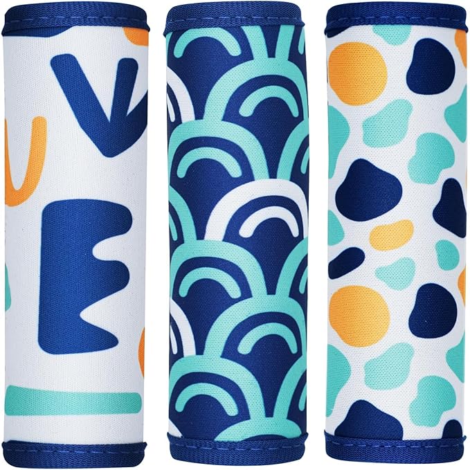 HEYSKAY 3pcs Neoprene Luggage Handle Wrap for Suitcase Identifier Travel Bag Wraps Luggage ID Tags Cover (Number dots Print)