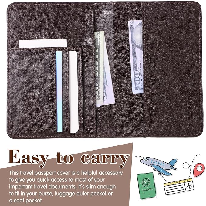 2 Pcs Passport Cover Holder for Travel Waterproof Leather Passport Wallet Case Book Travel Cruise Essentials for Women Men | 2 Pieces, Bridal, Holder, Waterproof, Holder Covers, Travel Wallet