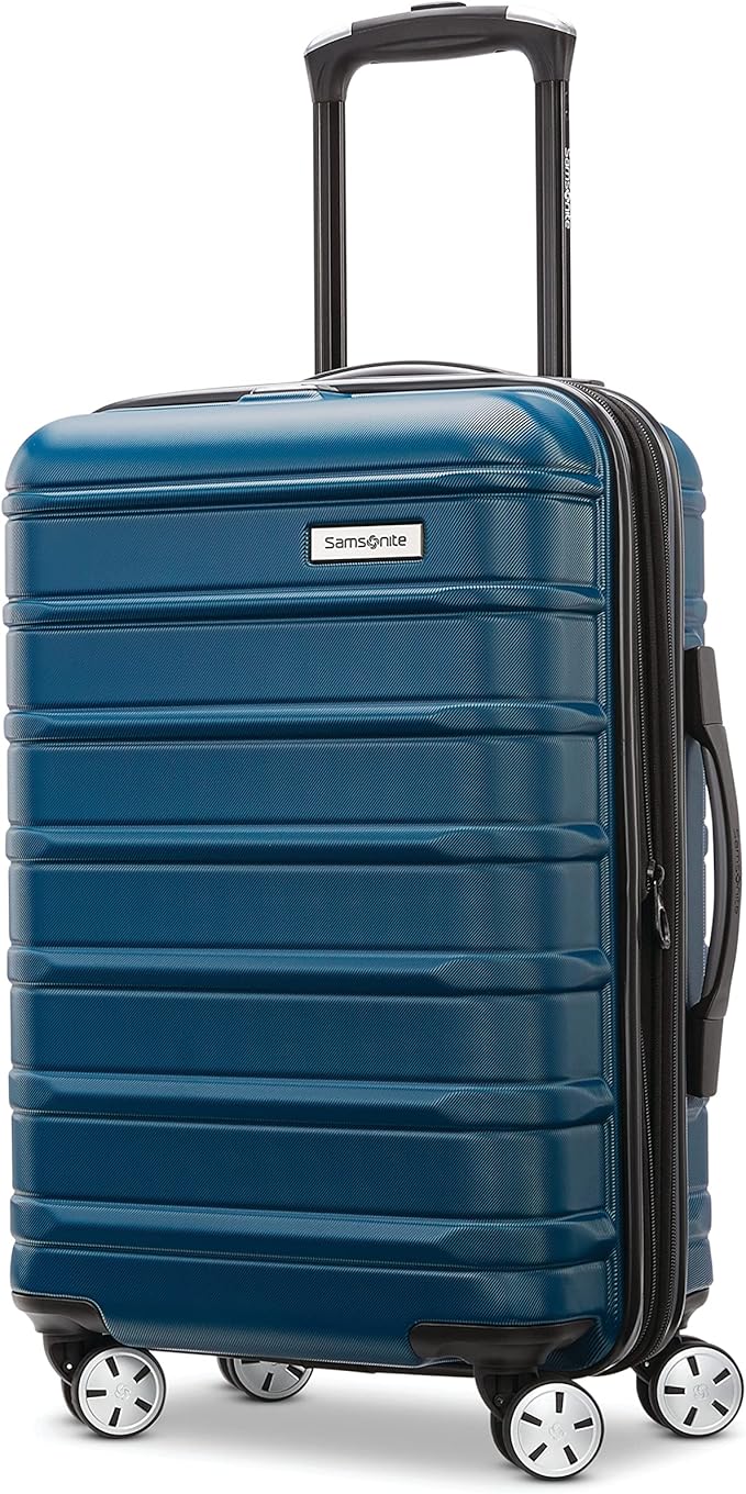 Samsonite Omni 2 Global Carry-On Spinner Luggage - Compact Size For International Travel - Airline-Approved - Features Expandable Polycarbonate Shell, 360° Wheels, USB Power Hub - Lagoon Blue