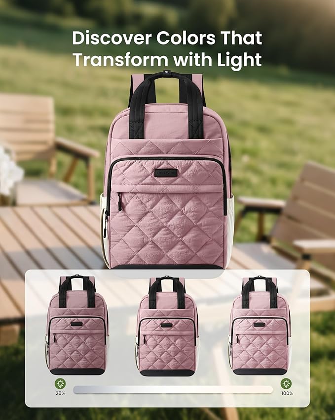 LOVEVOOK Puffer Backpack for Women Fits 15.6 Inch Laptop, Quilted Travel Backpacks Purse with Large Cup Holder, Teacher Computer Work Bags College Shool Bookbag, Puffy Carry On Personal Item Bag