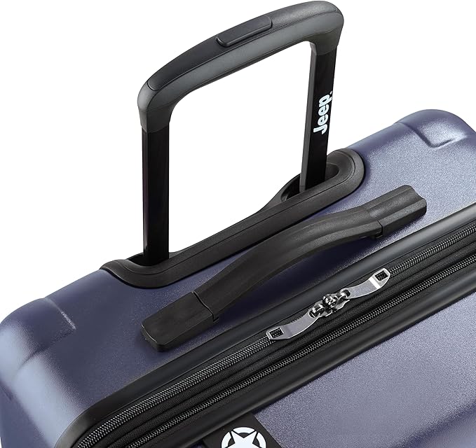 Jeep JH004C Hardside Expandable Luggage with Spinner Wheels, Peacoat Navy, Checked-Medium 24 Inch
