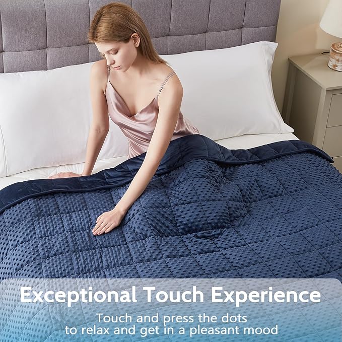 L'AGRATY Weighted Blanket - 36"x48" 5lbs Minky Dots Heavy Blanket with Glass Beads Soft Breathable for All-Season Summer Fall Winter Thick Comfort for Sleeping