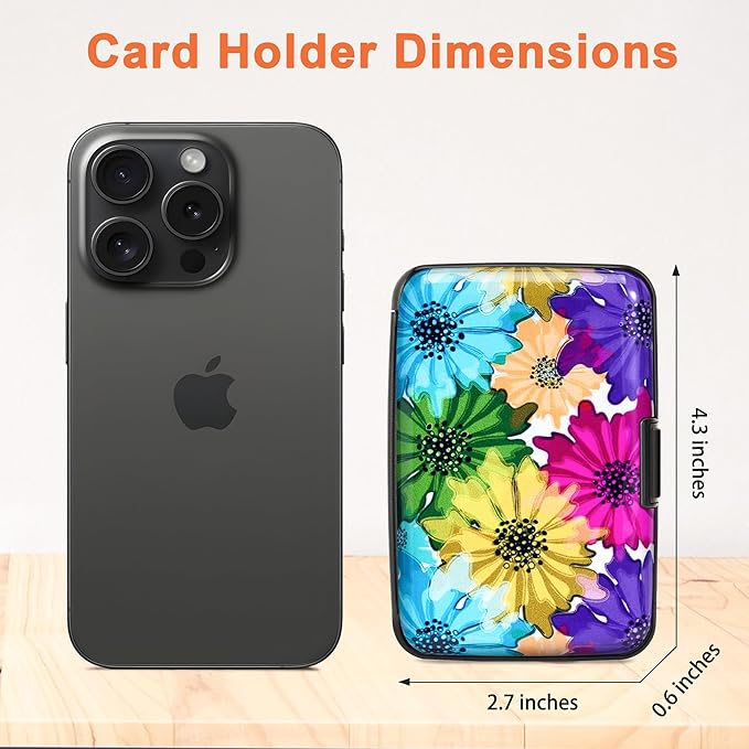 Mayski Credit Card Holder, RFID Blocking, Aluminum Alloy Hard Case, Small Mini Business Metal Wallet for Women Men, Colorful Bird