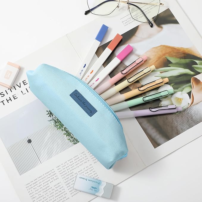 Mr. Pen- Cute Pencil Case Pouch, Light Blue Color, Multipurpose Canvas Bible Pencil Pouch