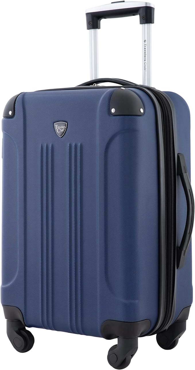 Travelers Club Chicago Hardside Expandable Spinner Luggage, Navy Blue, 22" Carry-On