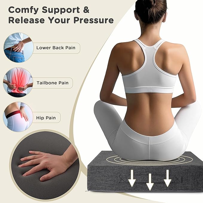 AddGrace Recliner Cushions for Elderly Thick Seat Cushion 20"x20"x4" Chair Pads with Non Slip Backing and Washable Cover for Couch Armchair Chairs Dark Grey