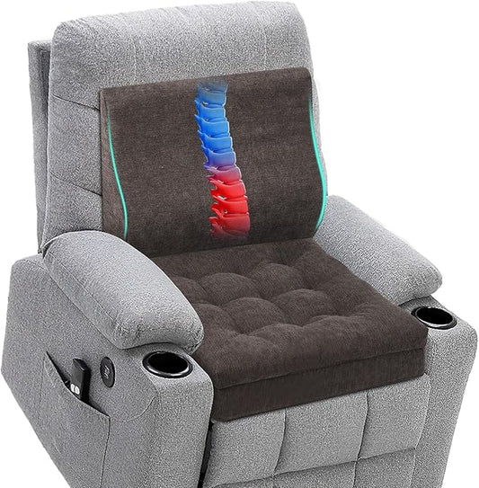 HAVARGO Recliner Cushions for Elderly with Lumbar Support, Patent Design 20x20x4 Inch Thick Chair Cushion Soft Tufted Dual Layer Booster Seat Cushions for Seniors Recliner Risers Taupe 1 Set