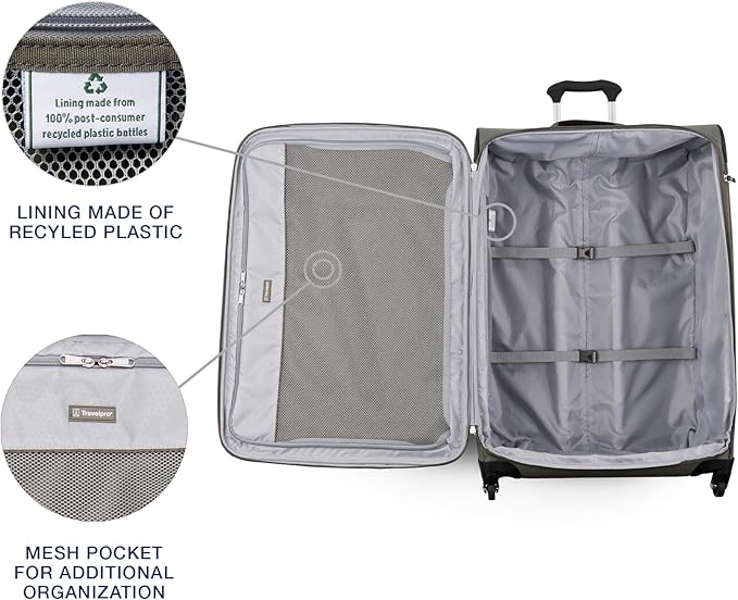 Travelpro Maxlite 5 Softside Expandable Luggage with 4 Spinner Wheels, Lightweight Suitcase, Men and Women, Slate Green, Checked-Large 29-Inch